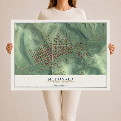 Map of McDonald, Pennsylvania, 24 x 36 inch unframed archival matte print