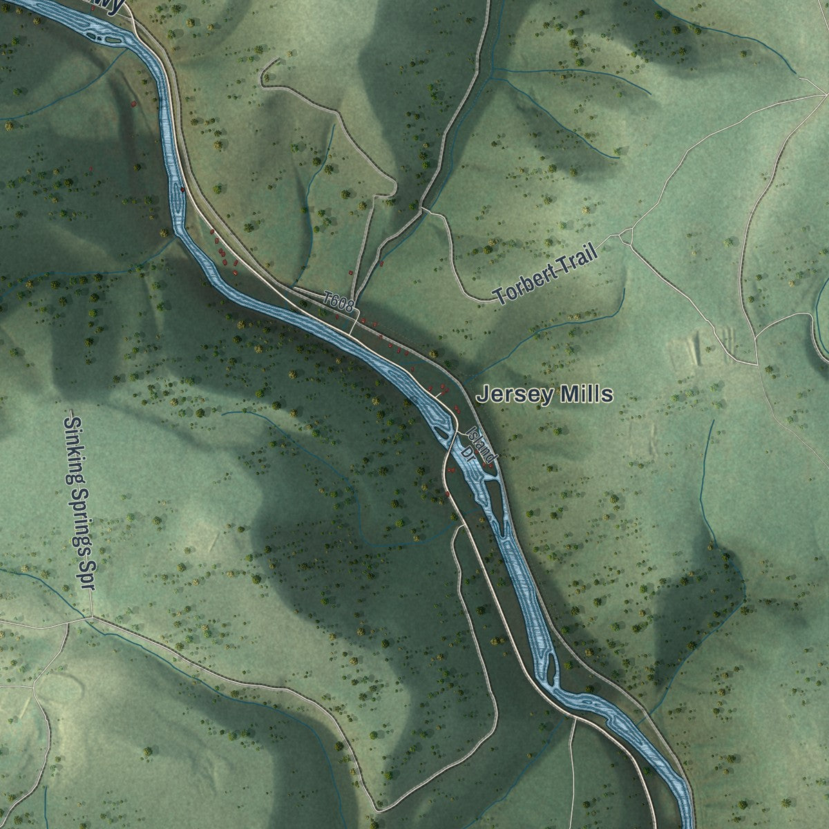 Second close-up of the map of McHenry, Pennsylvania print showing more streets and buildings