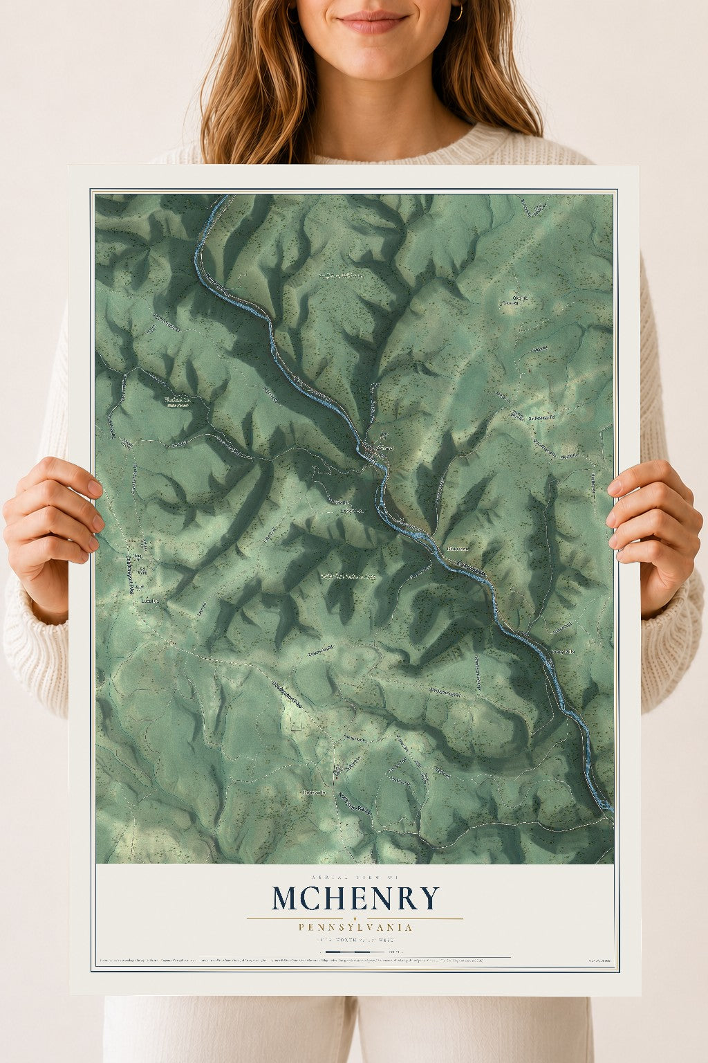 Map of McHenry, Pennsylvania, 18 x 24 inch unframed archival matte print