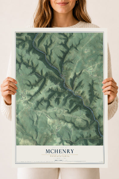 Map of McHenry, Pennsylvania, 18 x 24 inch unframed archival matte print