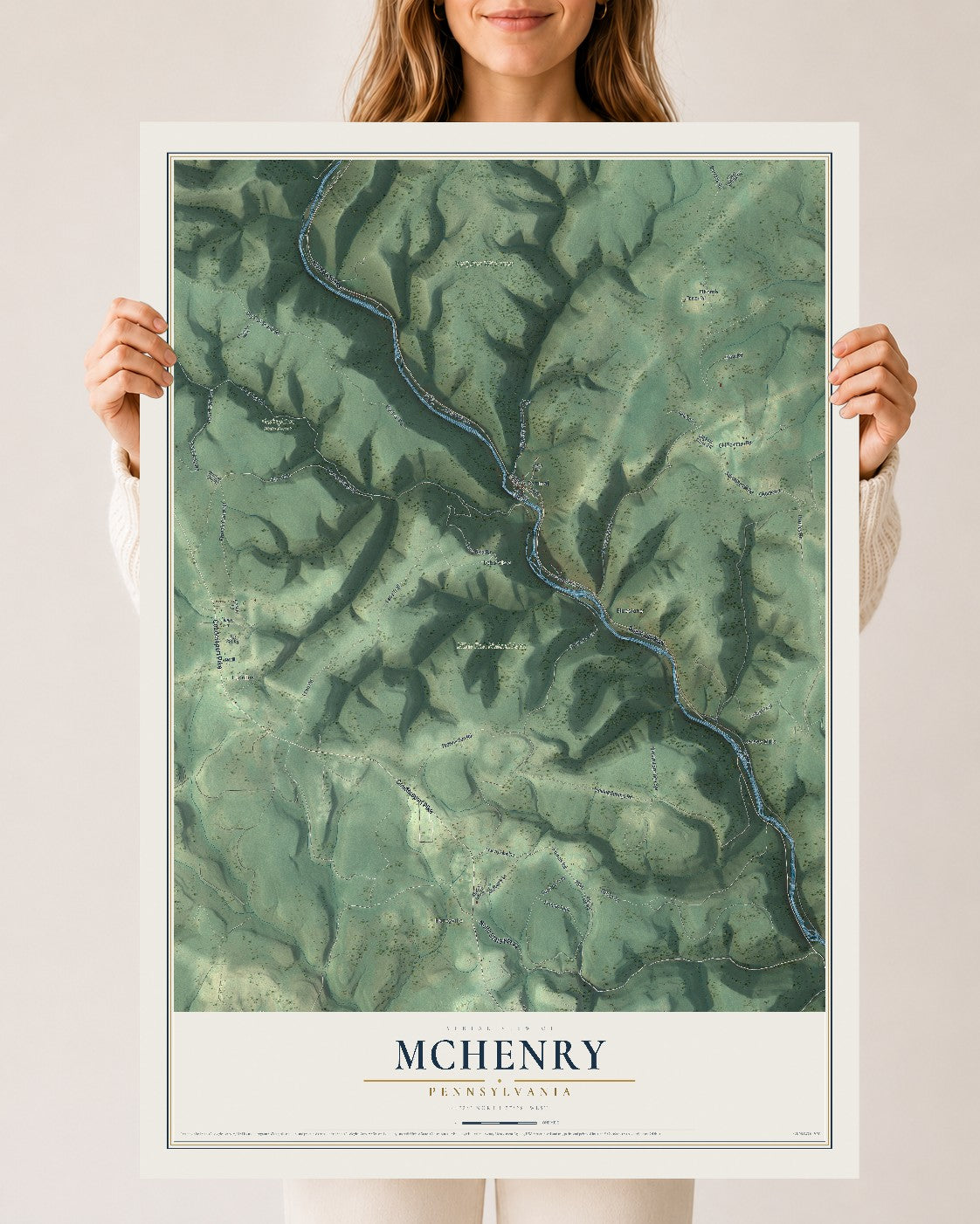 Map of McHenry, Pennsylvania, 24 x 36 inch unframed archival matte print