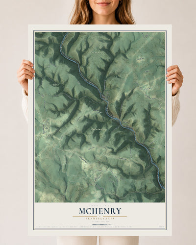 Map of McHenry, Pennsylvania, 24 x 36 inch unframed archival matte print