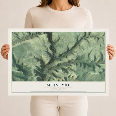 Map of McIntyre, Pennsylvania, 12 x 18 inch unframed archival matte print