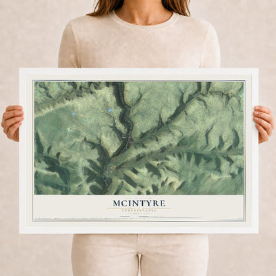 Map of McIntyre, Pennsylvania, 12 x 18 inch print in a white wood frame