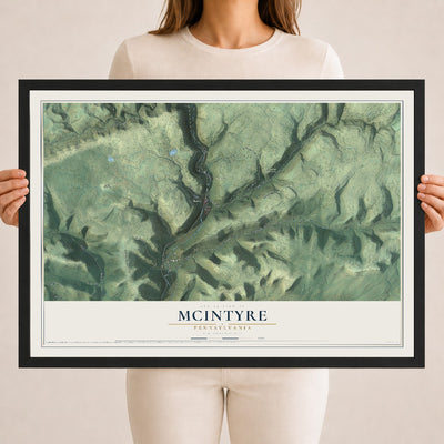 Map of McIntyre, Pennsylvania, 18 x 24 inch print in a black wood frame
