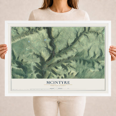 Map of McIntyre, Pennsylvania, 18 x 24 inch print in a white wood frame