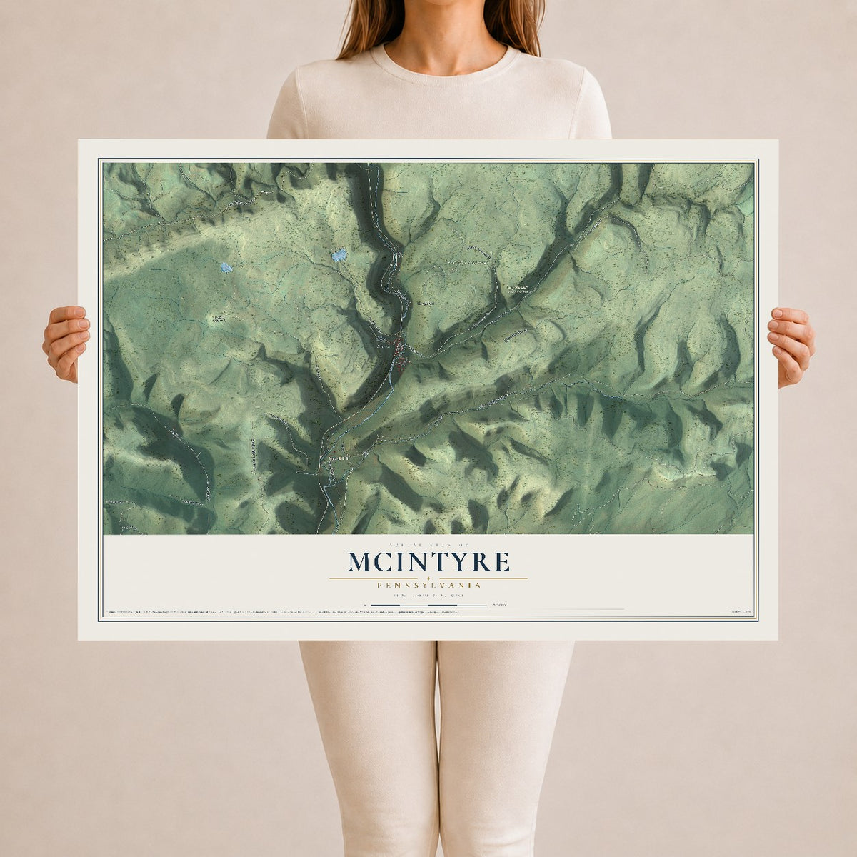 Map of McIntyre, Pennsylvania, 24 x 36 inch unframed archival matte print