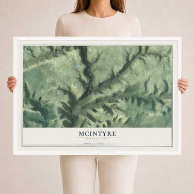 Map of McIntyre, Pennsylvania, 24 x 36 inch print in a white wood frame
