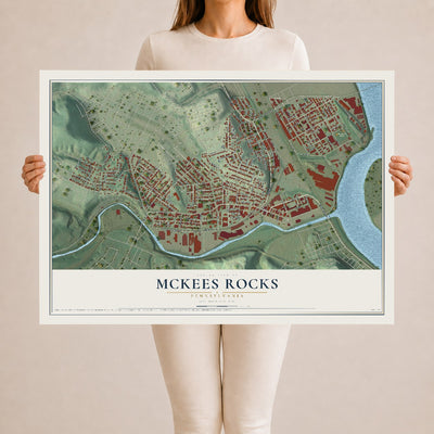 Map of McKees Rocks, Pennsylvania, 24 x 36 inch unframed archival matte print