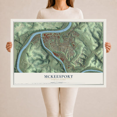 Map of McKeesport, Pennsylvania, 24 x 36 inch unframed archival matte print