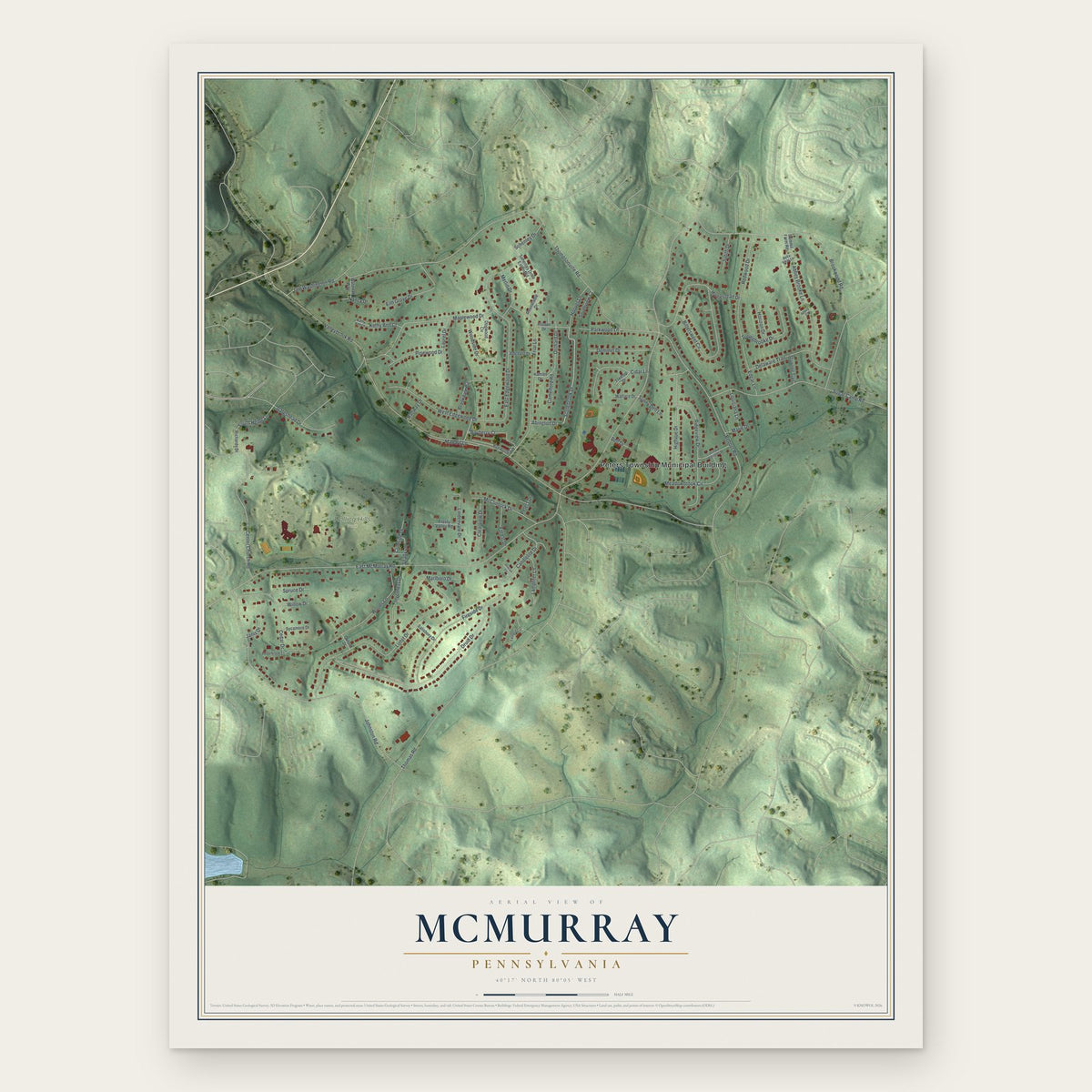 McMurray, Pennsylvania map print, the full design