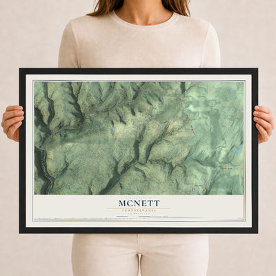 Map of McNett, Pennsylvania, 12 x 18 inch print in a black wood frame