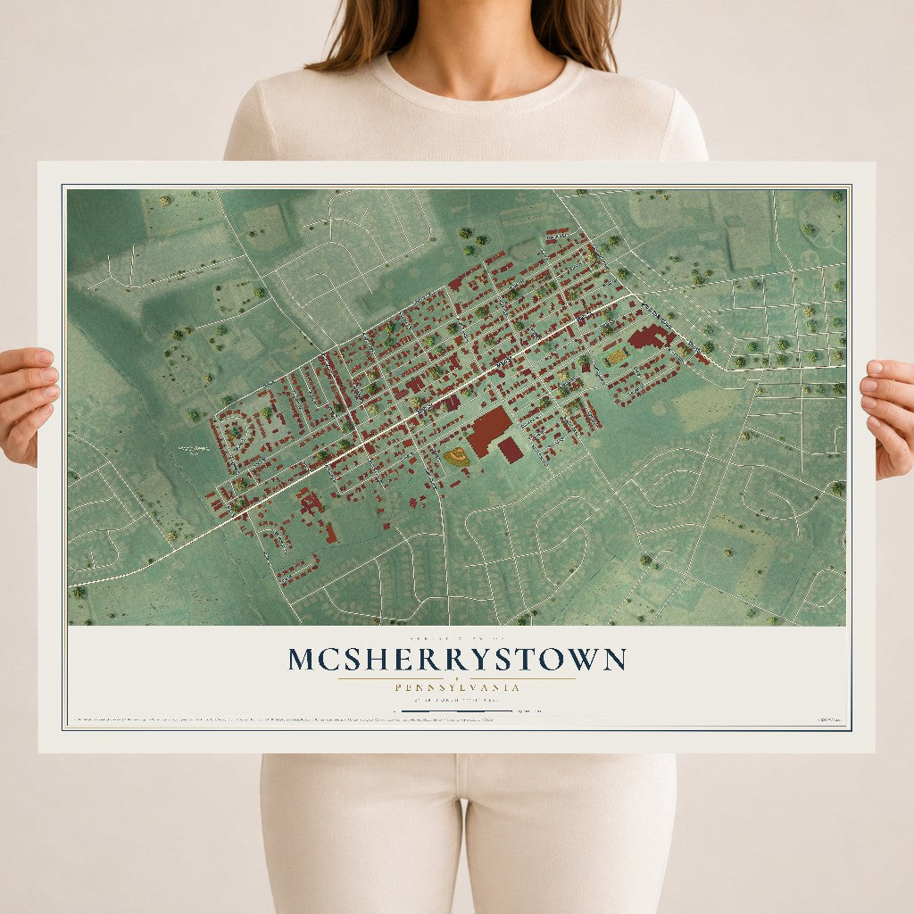 Map of McSherrystown, Pennsylvania, 18 x 24 inch unframed archival matte print