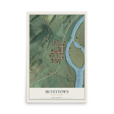Map of McVeytown, Pennsylvania, 12 x 18 inch unframed archival matte print