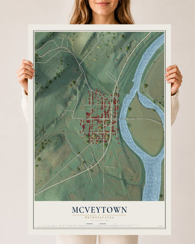 Map of McVeytown, Pennsylvania, 24 x 36 inch unframed archival matte print