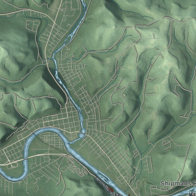 Close-up of the map of Mead, Pennsylvania print showing street and building detail