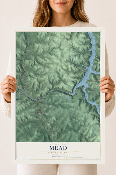 Map of Mead, Pennsylvania, 18 x 24 inch unframed archival matte print