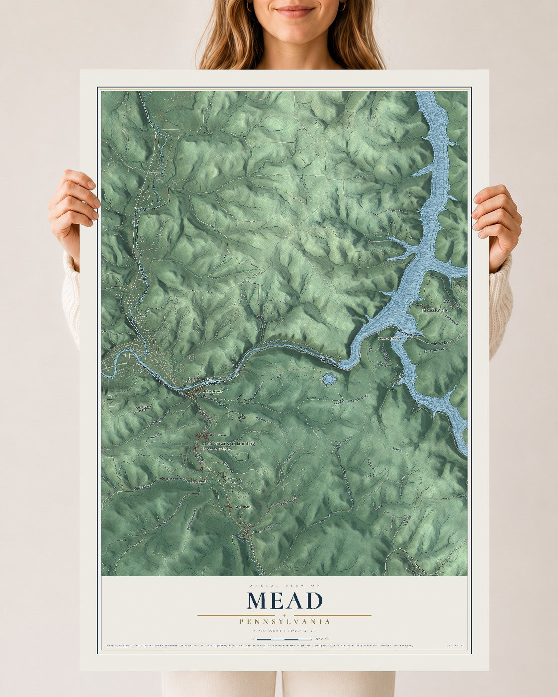 Map of Mead, Pennsylvania, 24 x 36 inch unframed archival matte print