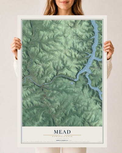 Map of Mead, Pennsylvania, 24 x 36 inch unframed archival matte print