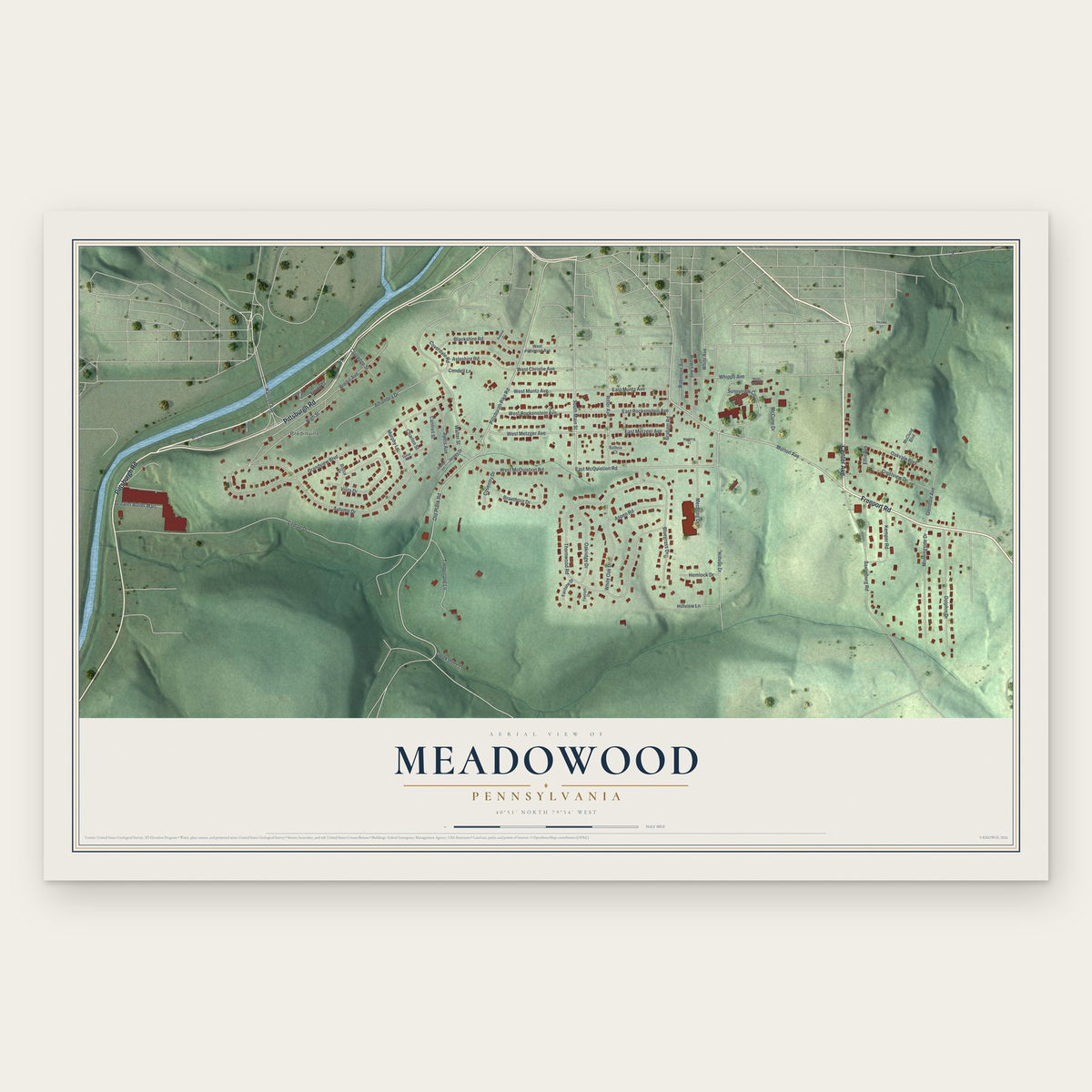 Meadowood, Pennsylvania map print, the full design