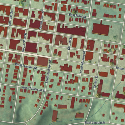 Close-up of the map of Media, Pennsylvania print showing street and building detail