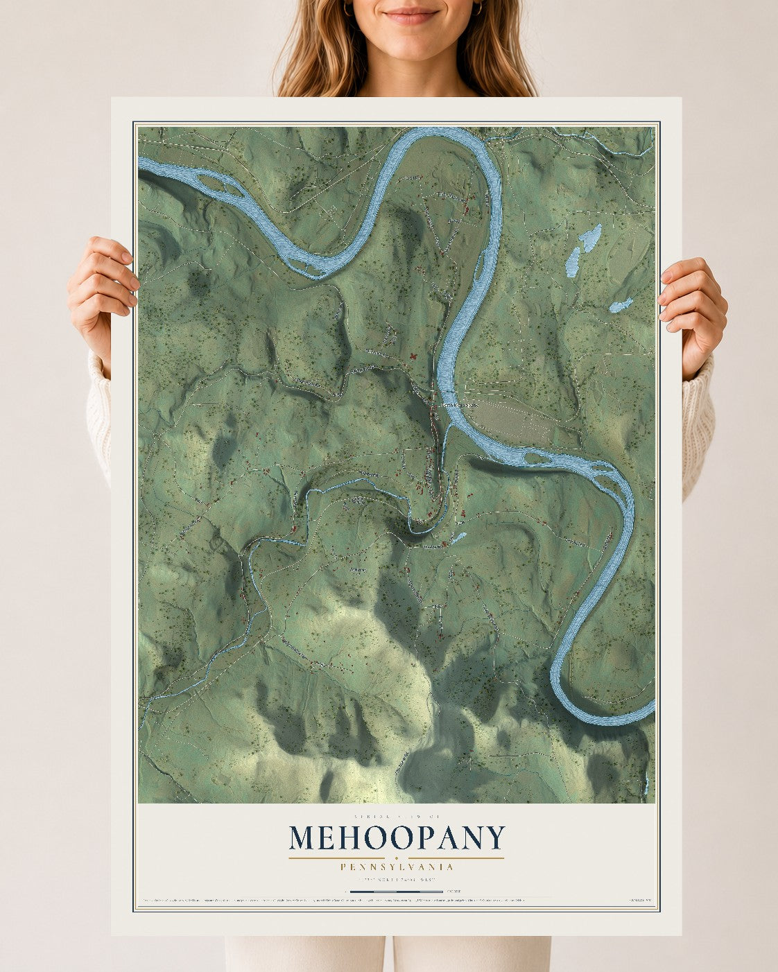 Map of Mehoopany, Pennsylvania, 24 x 36 inch unframed archival matte print