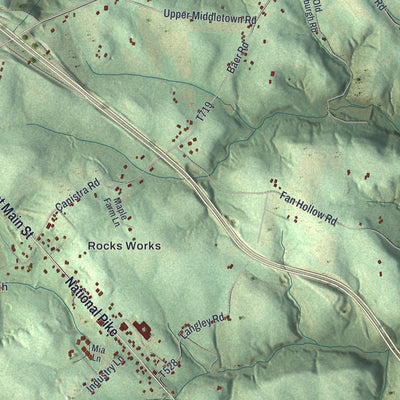 Close-up of the map of Menallen, Fayette County, Pennsylvania print showing street and building detail
