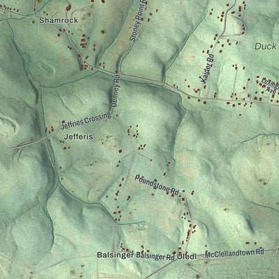 Second close-up of the map of Menallen, Fayette County, Pennsylvania print showing more streets and buildings