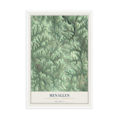 Map of Menallen, Fayette County, Pennsylvania, 12 x 18 inch print in a white wood frame