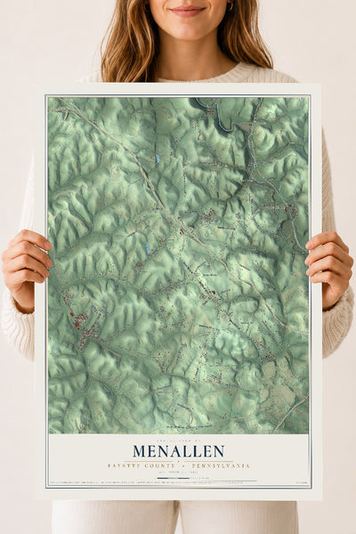 Map of Menallen, Fayette County, Pennsylvania, 18 x 24 inch unframed archival matte print