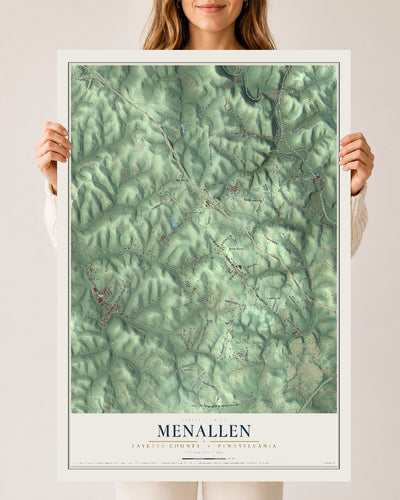 Map of Menallen, Fayette County, Pennsylvania, 24 x 36 inch unframed archival matte print