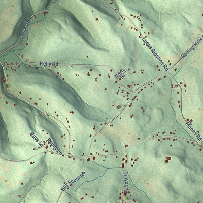 Close-up of the map of Mendon, Pennsylvania print showing street and building detail