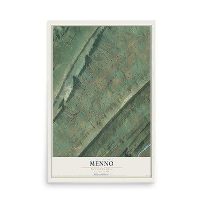 Map of Menno, Pennsylvania, 12 x 18 inch unframed archival matte print
