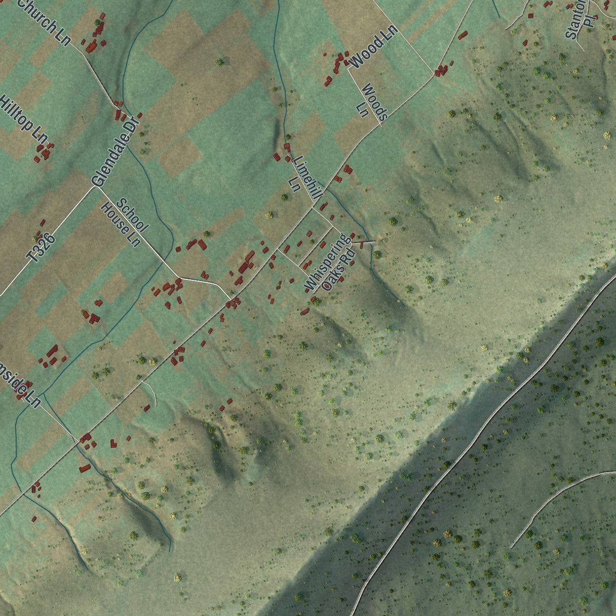 Close-up of the map of Menno, Pennsylvania print showing street and building detail