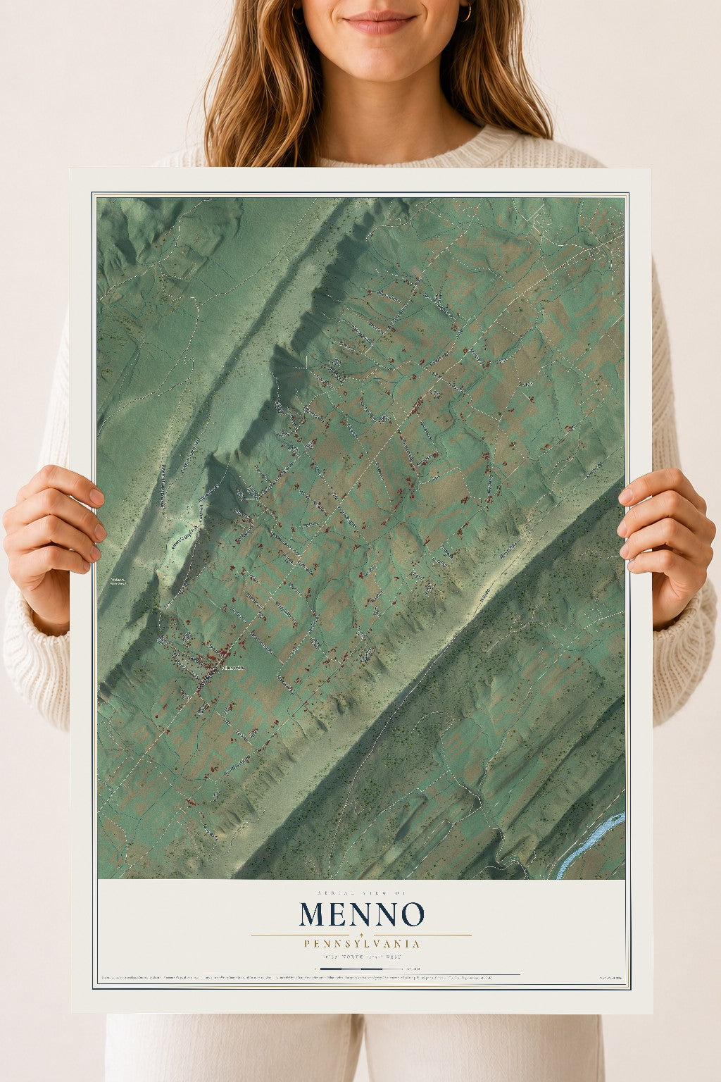 Map of Menno, Pennsylvania, 18 x 24 inch unframed archival matte print