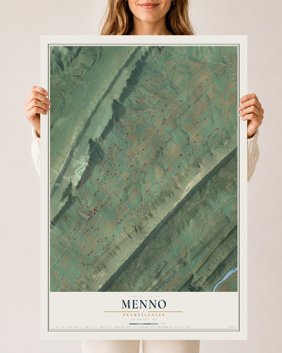 Map of Menno, Pennsylvania, 24 x 36 inch unframed archival matte print