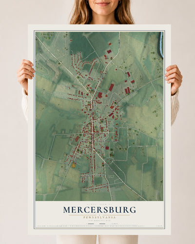 Map of Mercersburg, Pennsylvania, 24 x 36 inch unframed archival matte print