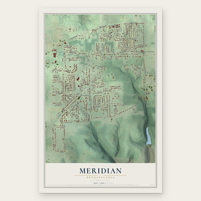 Meridian, Pennsylvania map print, the full design