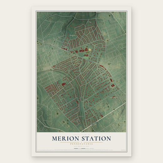 Merion Station, Pennsylvania map print, the full design