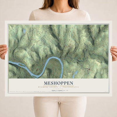 Map of Meshoppen, Wyoming County, Pennsylvania, 18 x 24 inch unframed archival matte print