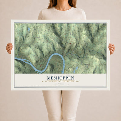 Map of Meshoppen, Wyoming County, Pennsylvania, 24 x 36 inch unframed archival matte print