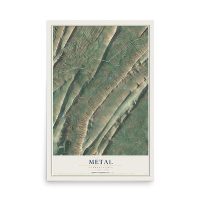 Map of Metal, Pennsylvania, 12 x 18 inch unframed archival matte print