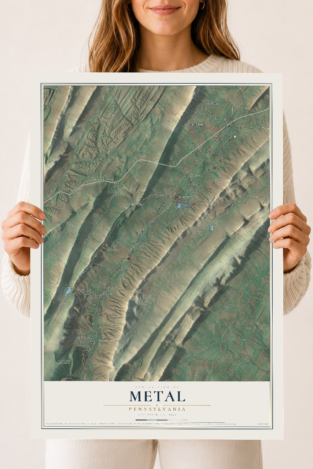 Map of Metal, Pennsylvania, 18 x 24 inch unframed archival matte print