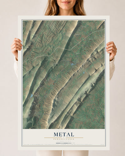 Map of Metal, Pennsylvania, 24 x 36 inch unframed archival matte print