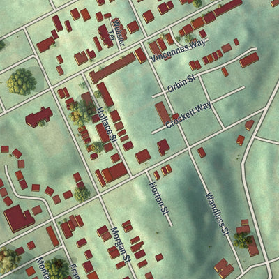 Second close-up of the map of Middle Hill, Pennsylvania print showing more streets and buildings