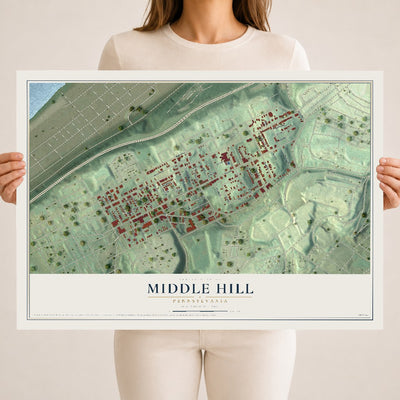 Map of Middle Hill, Pennsylvania, 18 x 24 inch unframed archival matte print