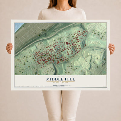 Map of Middle Hill, Pennsylvania, 24 x 36 inch unframed archival matte print