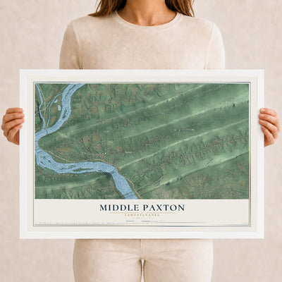 Map of Middle Paxton, Pennsylvania, 12 x 18 inch print in a white wood frame