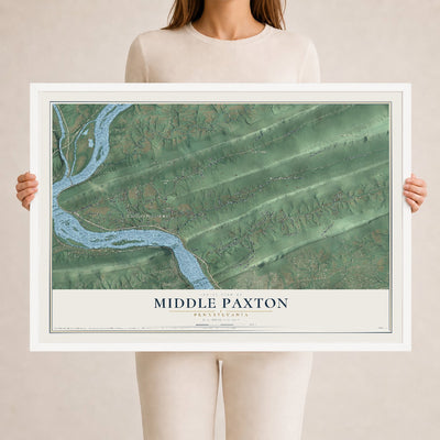 Map of Middle Paxton, Pennsylvania, 24 x 36 inch print in a white wood frame