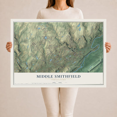 Map of Middle Smithfield, Pennsylvania, 24 x 36 inch unframed archival matte print